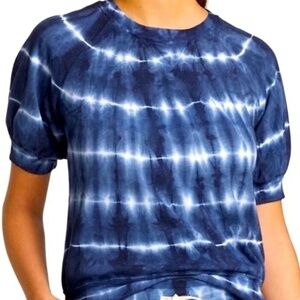 Anthropologie Sundry Tie Dye Puff Sleeve Raglan Navy Sweatshirt Size 0